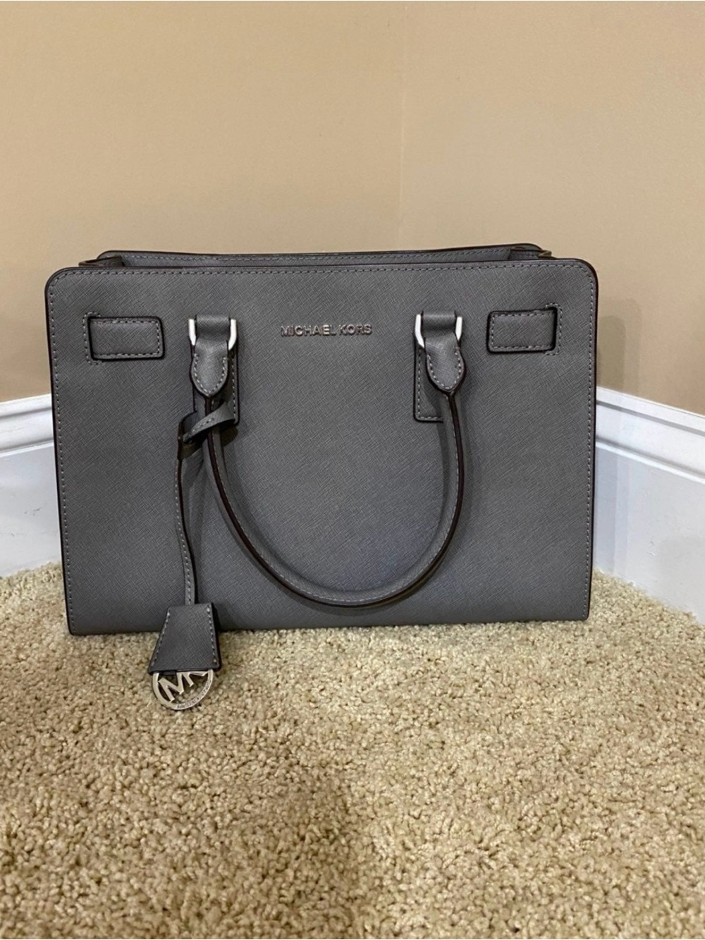 Michael Kors Gray Saffiano Leather Tote Briefcase